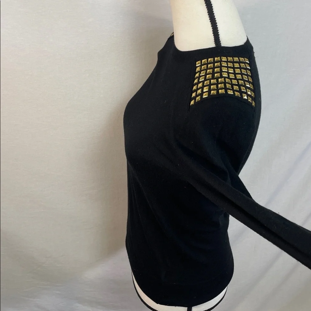 Cashmere Michael Kors Black Top with Gold Studs